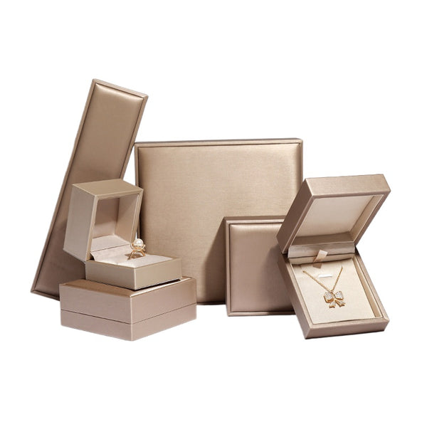 Customized PU Leather Brushed Jewelry Box Jewelry Box Ring Necklace Pendant Bracelet Jewelry Packaging Box Factory Wholesale