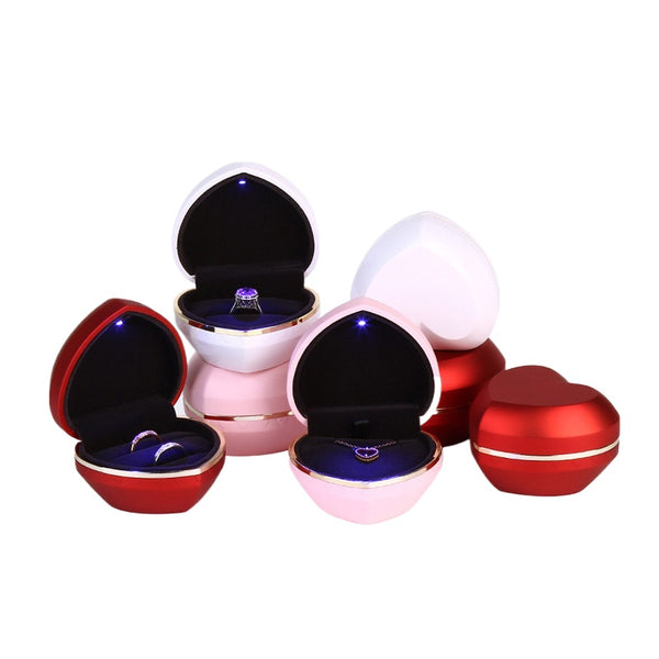 Creative Heart-shaped LED Light Marriage Proposal Ring Box, Gift Jewelry Box, Jewelry Packaging Pendant, Necklace Jewelry Box Wholesale