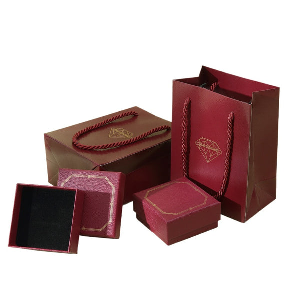 Spot Red Checked Jewelry Box, High-end Retro Earrings, Stud Earrings, Necklace, Jewelry Box, Ring Badge Gift Box.