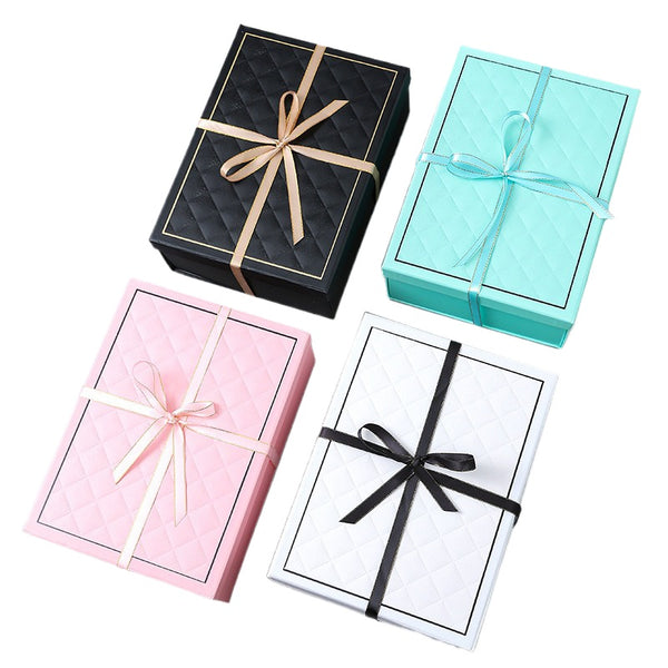 New Folding Heaven and Earth Cover Gift Box Ribbon Bow Qixi Festival Gift Packaging Box Large One-piece Folding Box