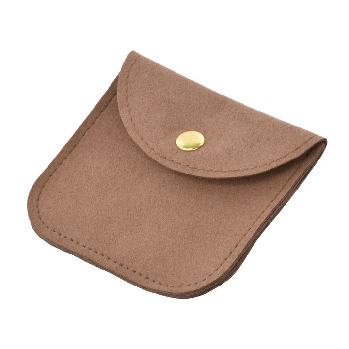 Elegant Multi Colors Small Size Microfiber Jewelry Pouches With Gold Button For Personal