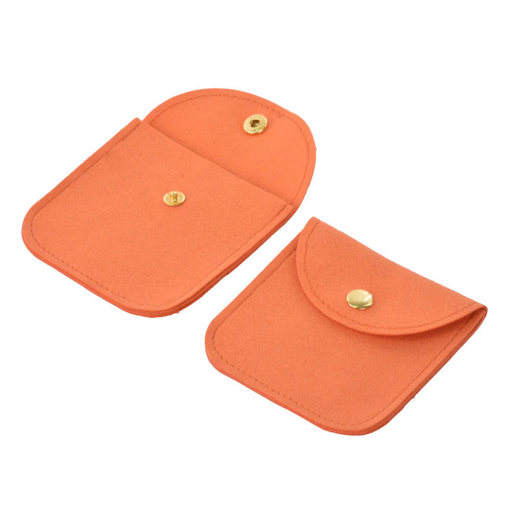 Elegant Multi Colors Small Size Microfiber Jewelry Pouches With Gold Button For Personal
