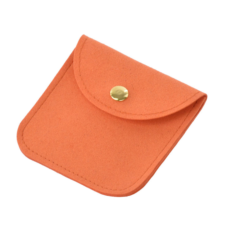 Elegant Multi Colors Small Size Microfiber Jewelry Pouches With Gold Button For Personal