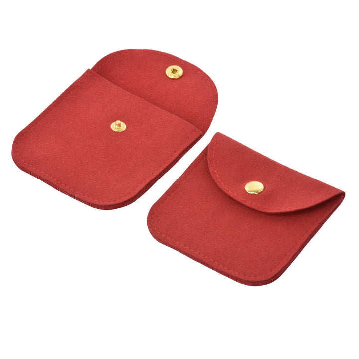 Elegant Multi Colors Small Size Microfiber Jewelry Pouches With Gold Button For Personal