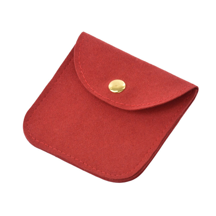 Elegant Multi Colors Small Size Microfiber Jewelry Pouches With Gold Button For Personal