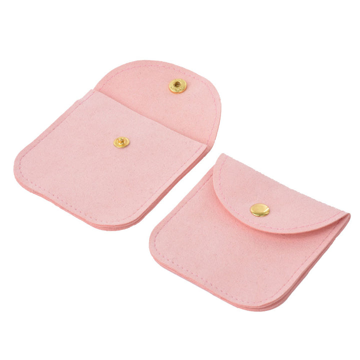 Elegant Multi Colors Small Size Microfiber Jewelry Pouches With Gold Button For Personal