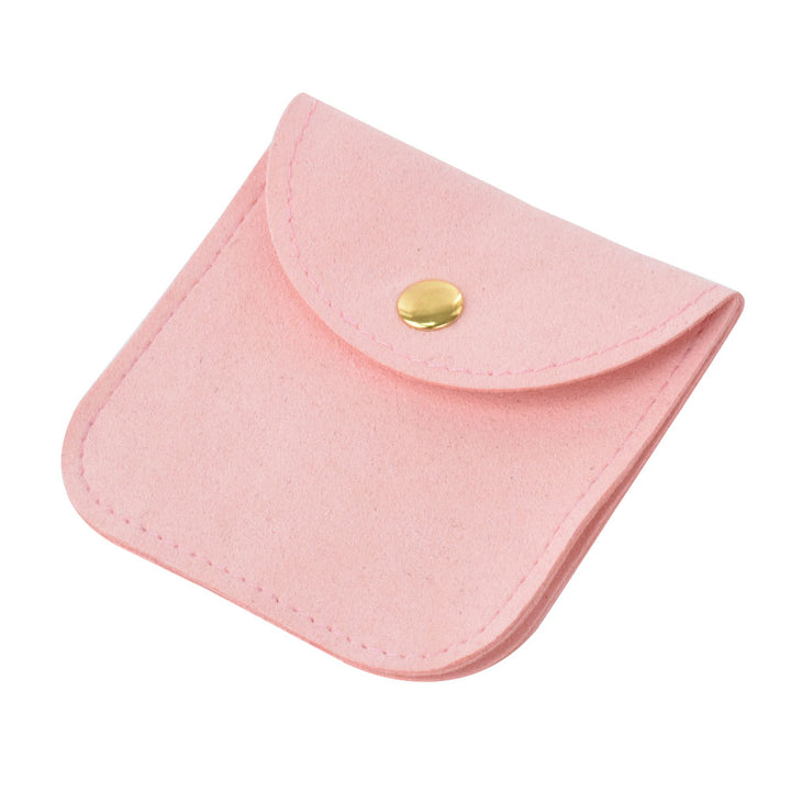 Elegant Multi Colors Small Size Microfiber Jewelry Pouches With Gold Button For Personal