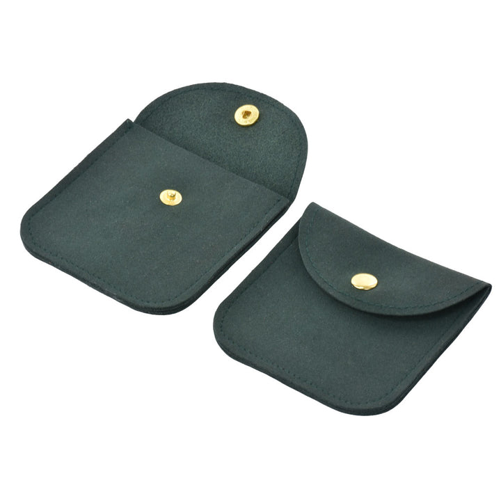 Elegant Multi Colors Small Size Microfiber Jewelry Pouches With Gold Button For Personal