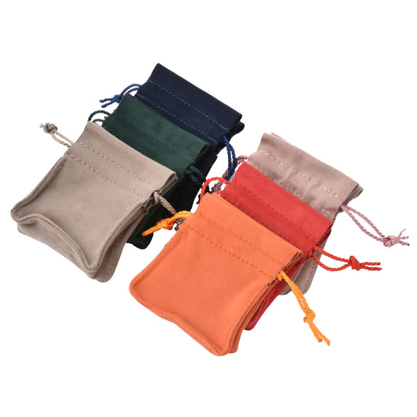 New Design Multi Colors Microfiber Material With Ribbon Jewelry Package Pouches