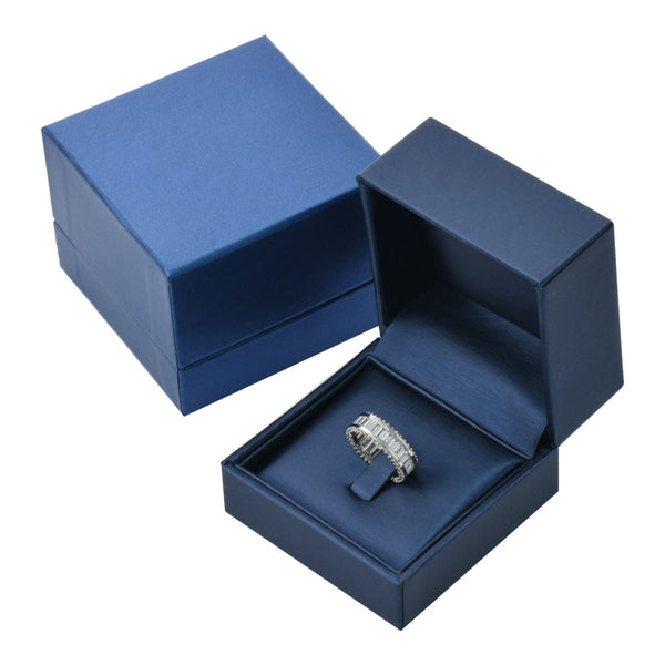 Elegant Blue Color Square Shaped PU Materials Ring/Pendant Jewelry Package Boxes For Wedding