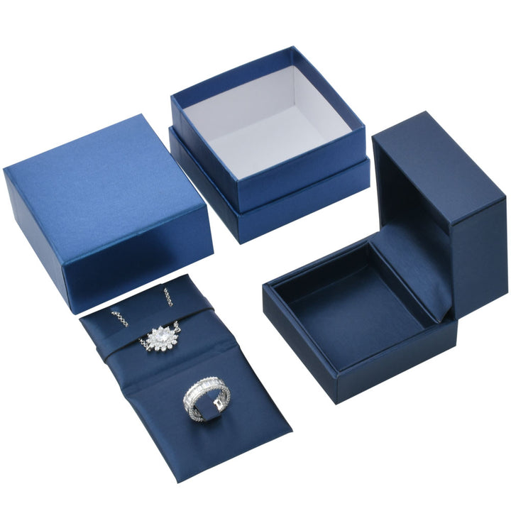 Elegant Blue Color Square Shaped PU Materials Ring/Pendant Jewelry Package Boxes For Wedding