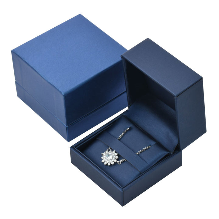 Elegant Blue Color Square Shaped PU Materials Ring/Pendant Jewelry Package Boxes For Wedding