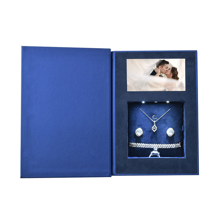 Luxury Elegant Book Shaped Jewelry Package Video Box Jewelry Box For Wedding