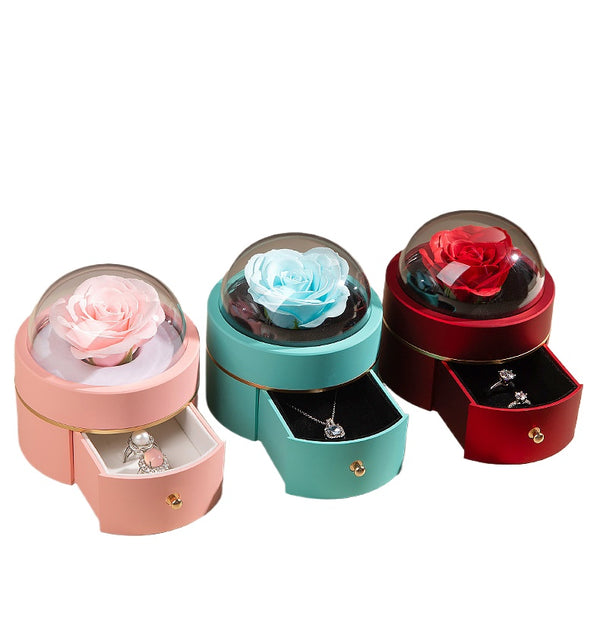 Cross-border Hot-selling Spherical Bow Magnetic Jewelry Flower Box Qixi Festival Valentine's Day Marriage Proposal Ring Box Necklace Jewelry Box