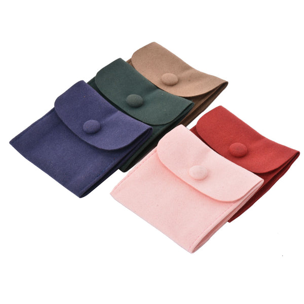 New Design Luxury Multi Colors Jewelry Package Microfiber Pouch With Button