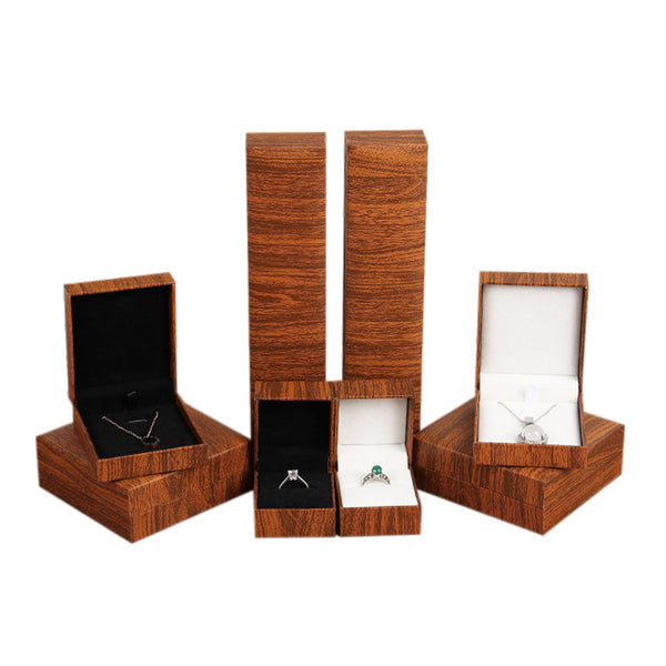 Wood Grain Filled Paper Jewelry Box Ring Box Pendant Long Chain Box Jewelry Storage Box Watch Box Jewelry Packaging Box