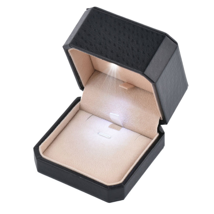 Black LED Jewelry Box, Square Velvet Wedding Gift Box for Proposal Engagement Wedding