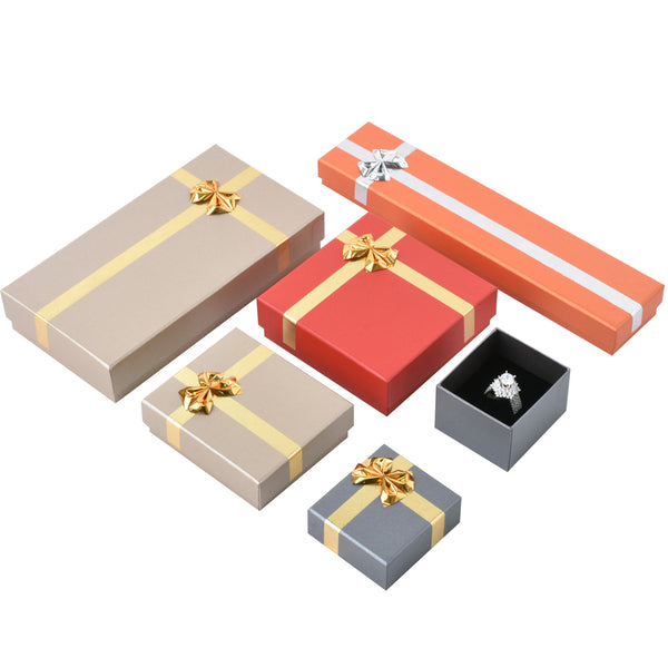 New Design Elegant Square Shaped Multi Color Bow Tie Jewelry Package Cardboard Box