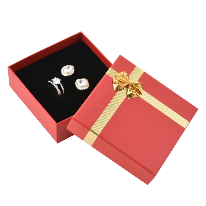 New Design Elegant Square Shaped Multi Color Bow Tie Jewelry Package Cardboard Box