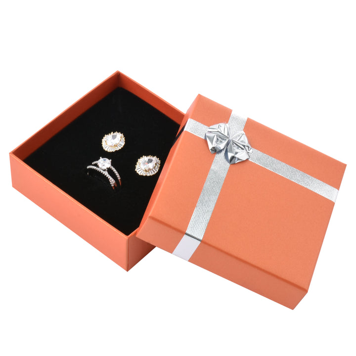 New Design Elegant Square Shaped Multi Color Bow Tie Jewelry Package Cardboard Box