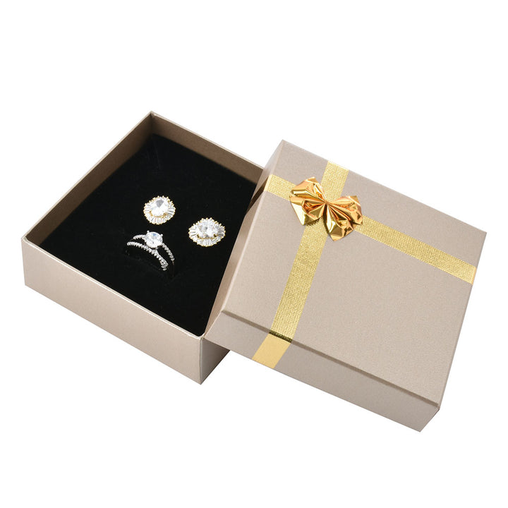 New Design Elegant Square Shaped Multi Color Bow Tie Jewelry Package Cardboard Box