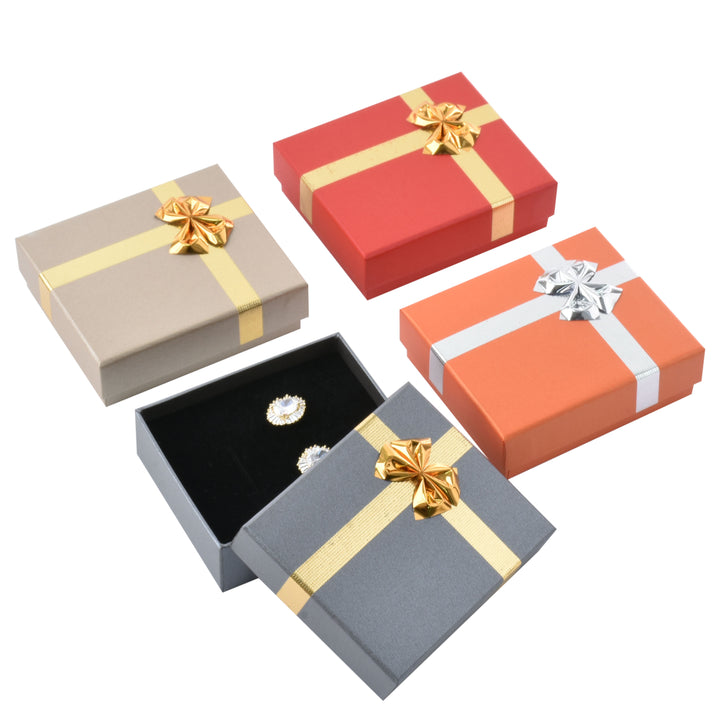 New Design Elegant Square Shaped Multi Color Bow Tie Jewelry Package Cardboard Box