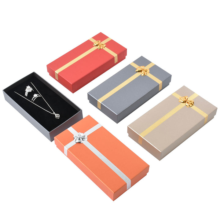 New Design Elegant Square Shaped Multi Color Bow Tie Jewelry Package Cardboard Box
