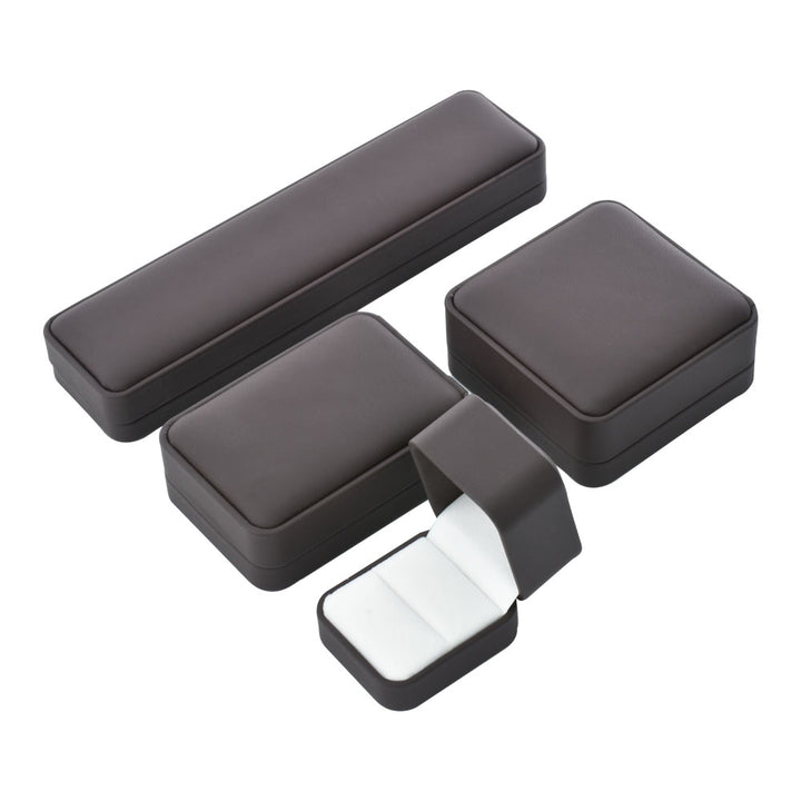 High-End Elegant Black Round Corner PU Materials Jewelry Package Boxes For Wedding