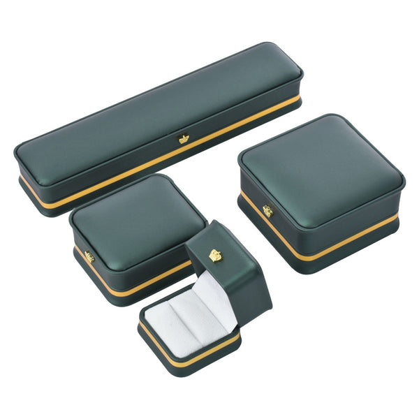 Fashion Design Elegant PU Waist Collection Jewelry Box With Gold Trim For Wedding