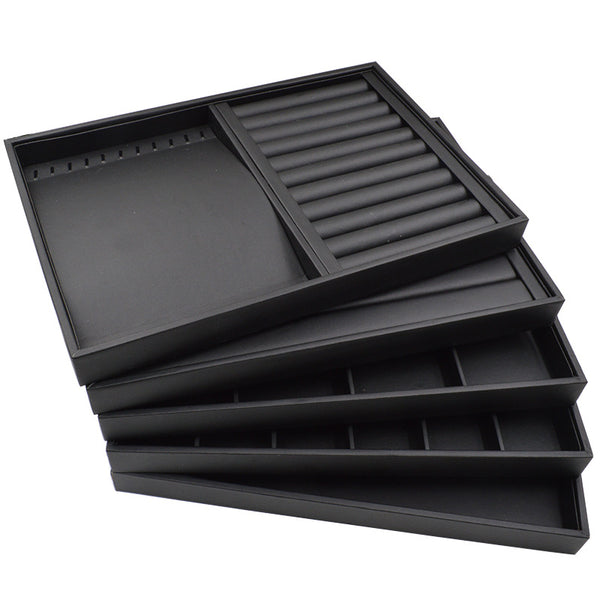 Medium Large Plate Black Leather Jewelry Display Rack Ring Necklace Bracelet Pendant Earrings Bracelet Earrings Jewelry Box