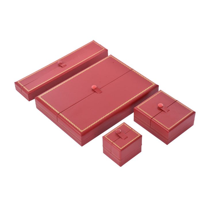 Luxury Elegant Multi Color Jewelry Leatherette Box With Gold Trim Button For Wedding Display
