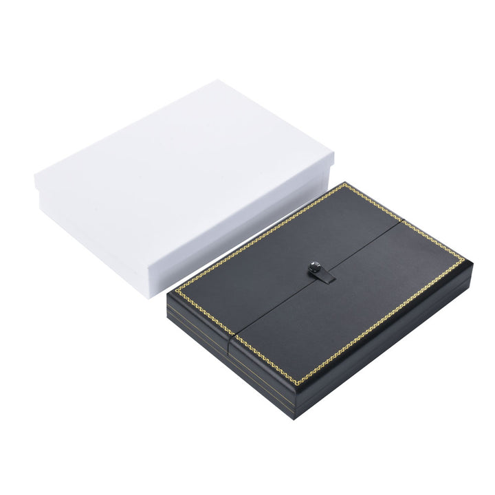 Luxury Elegant Multi Color Jewelry Leatherette Box With Gold Trim Button For Wedding Display