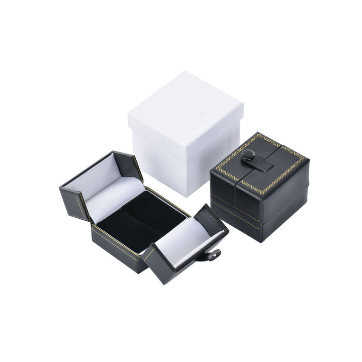 Luxury Elegant Multi Color Jewelry Leatherette Box With Gold Trim Button For Wedding Display