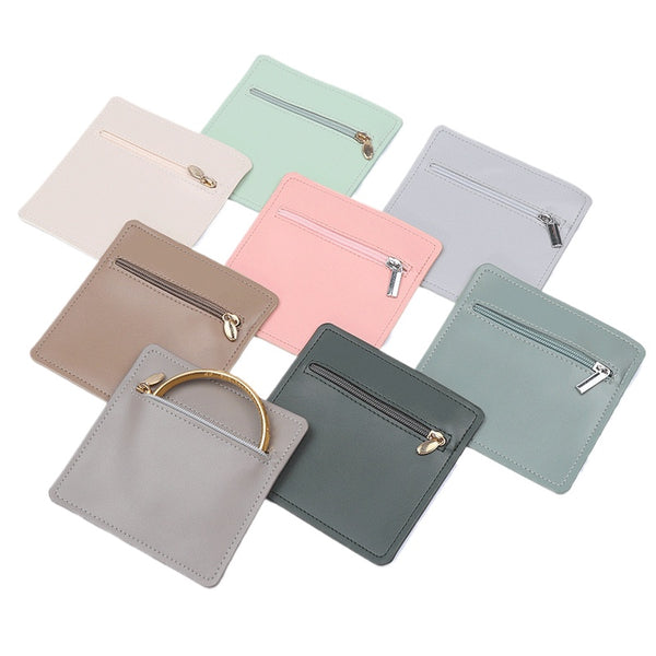 Cross-border PU Leather Zipper Jewelry Bag Solid Color Change Bag Simple Bank Card Bus Card Certificate Protection Card Holder