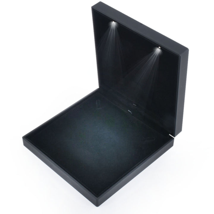 Popular Selling Black Square Shaped Jewelry Box With LED Light For Proposal, Engagement Or Wedding