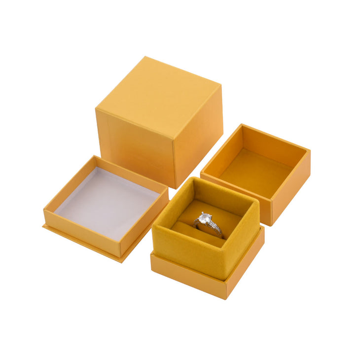 High-End Elegant Yellow Color Jewelry Package Box Set With Paper Bag
