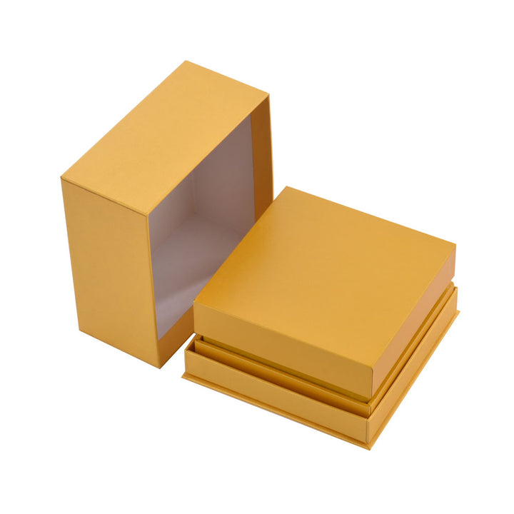 High-End Elegant Yellow Color Jewelry Package Box Set With Paper Bag