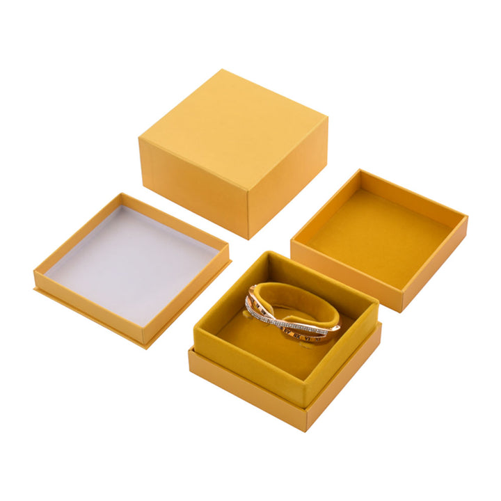 High-End Elegant Yellow Color Jewelry Package Box Set With Paper Bag