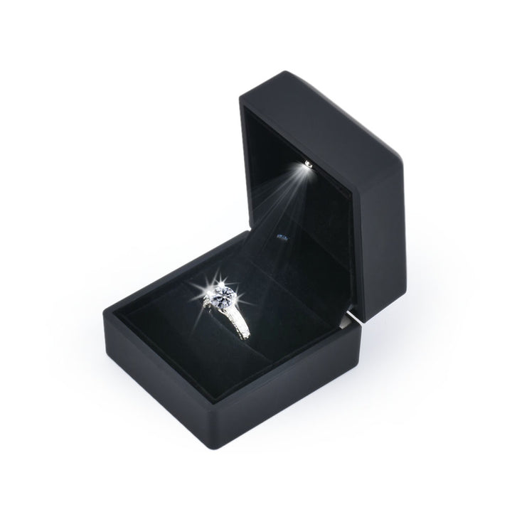 Popular Selling Black Square Shaped Jewelry Box With LED Light For Proposal, Engagement Or Wedding