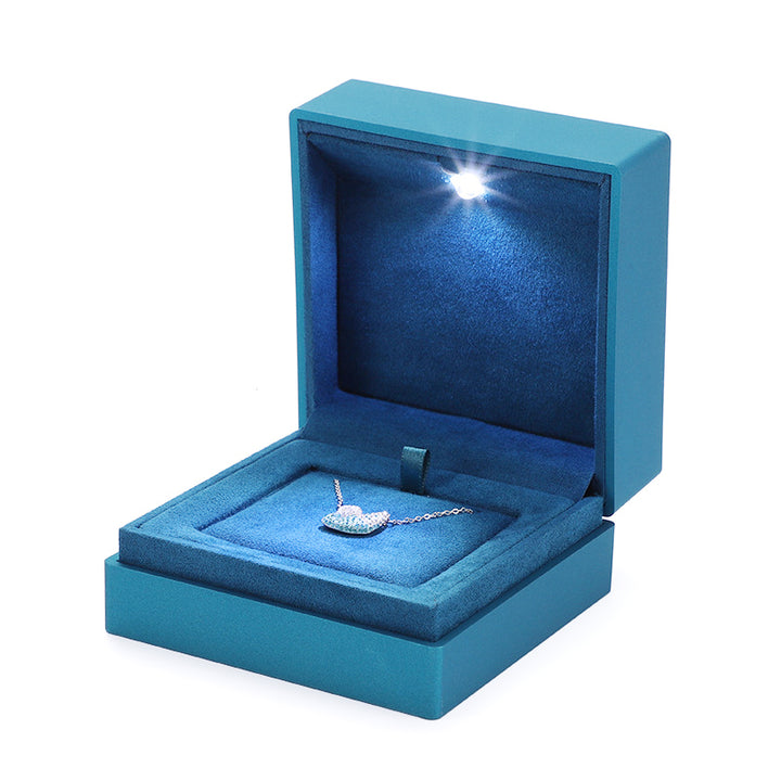 Blue square high-end jewelry box with light