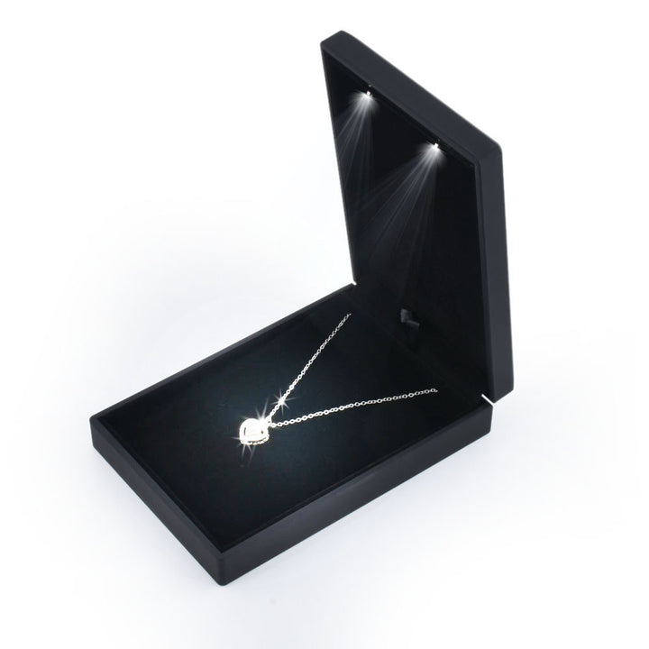 Popular Selling Black Square Shaped Jewelry Box With LED Light For Proposal, Engagement Or Wedding