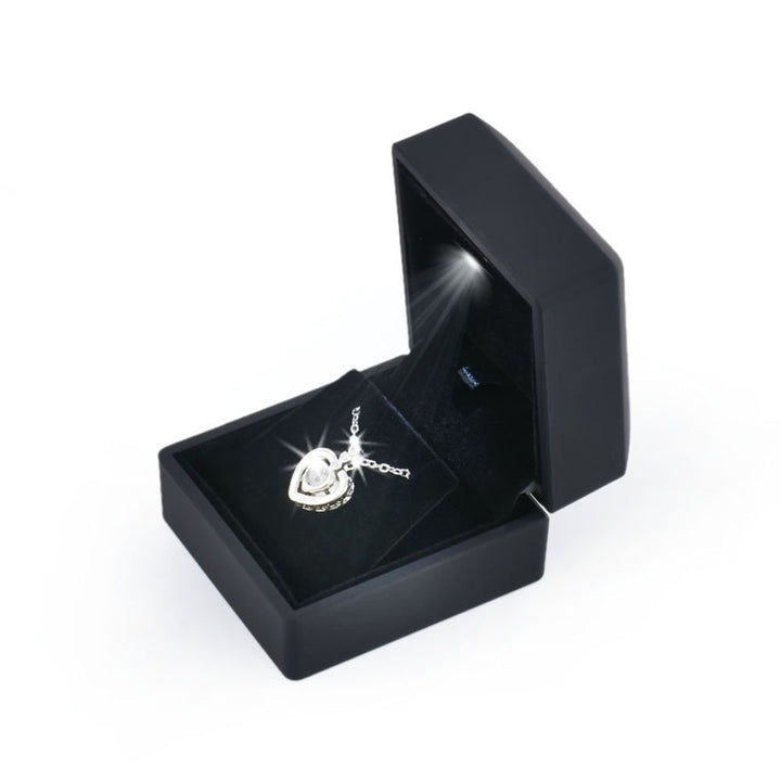 Popular Selling Black Square Shaped Jewelry Box With LED Light For Proposal, Engagement Or Wedding