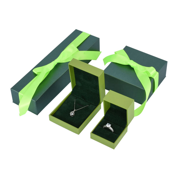 Elegant Luxury Green Color Jewelry Package Box Set With Multi Color GPaper Bag