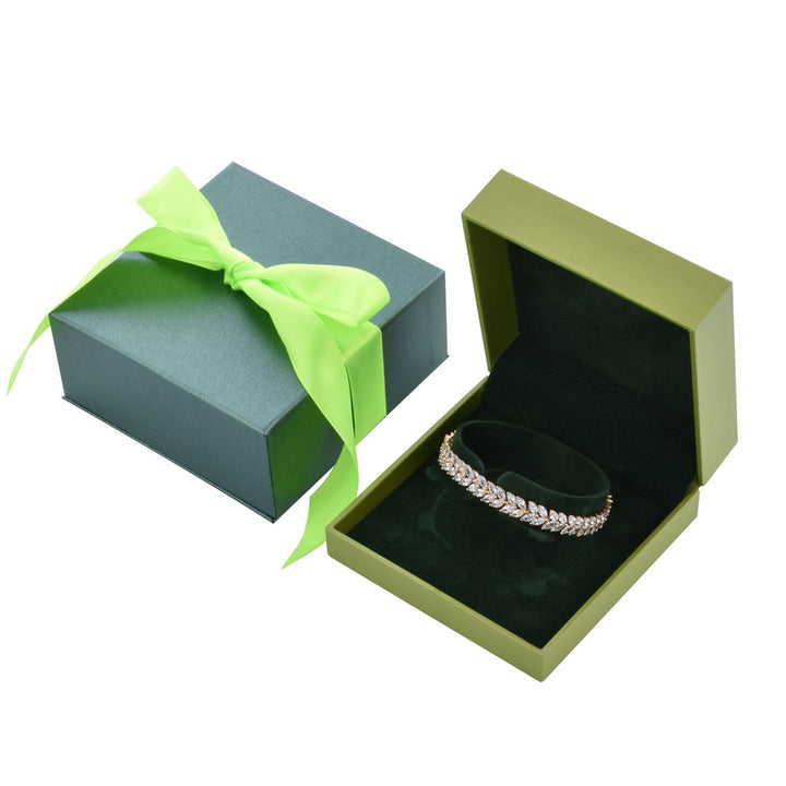 Elegant Luxury Green Color Jewelry Package Box Set With Multi Color GPaper Bag