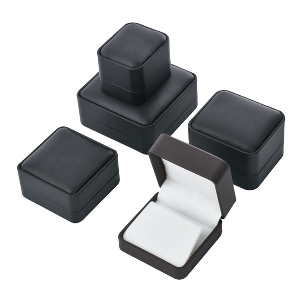 High-End Elegant Black Round Corner PU Materials Jewelry Package Boxes For Wedding