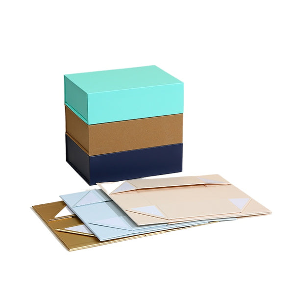 Folding One-piece Flip Box, Black Folding Heaven and Earth Cover, Magnetic Cardboard Packaging Box, Gift Box Wholesale.