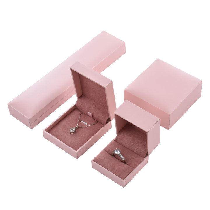 Romantic Luxury Pink Color Jewelry Package Box Set With Paper Bag