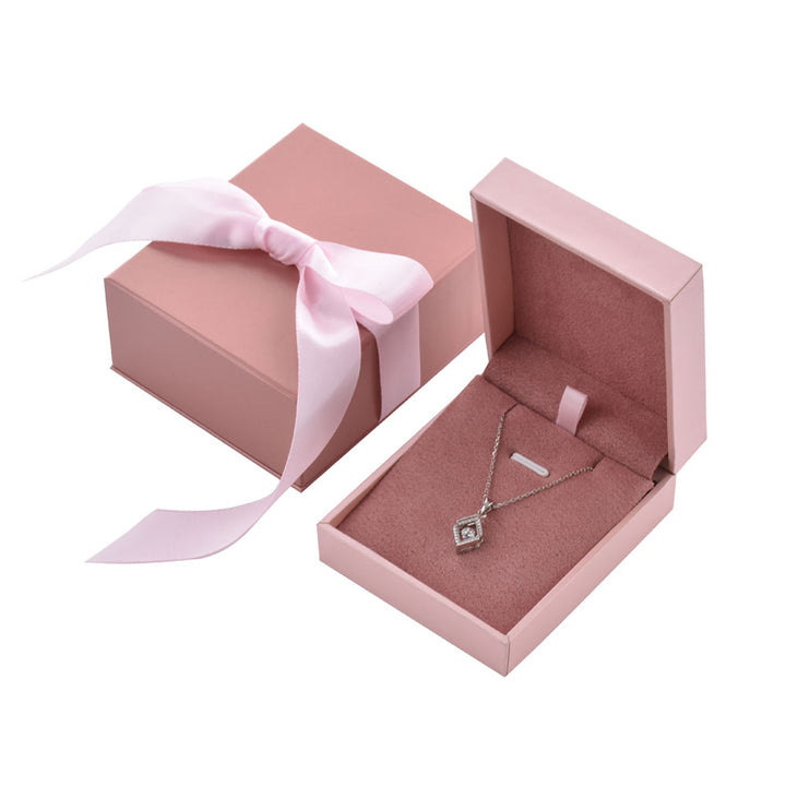 Romantic Luxury Pink Color Jewelry Package Box Set With Paper Bag