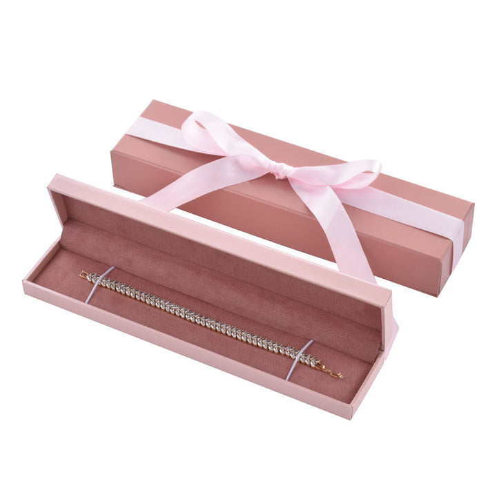 Romantic Luxury Pink Color Jewelry Package Box Set With Paper Bag