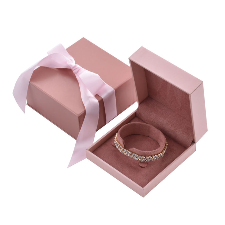 Romantic Luxury Pink Color Jewelry Package Box Set With Paper Bag